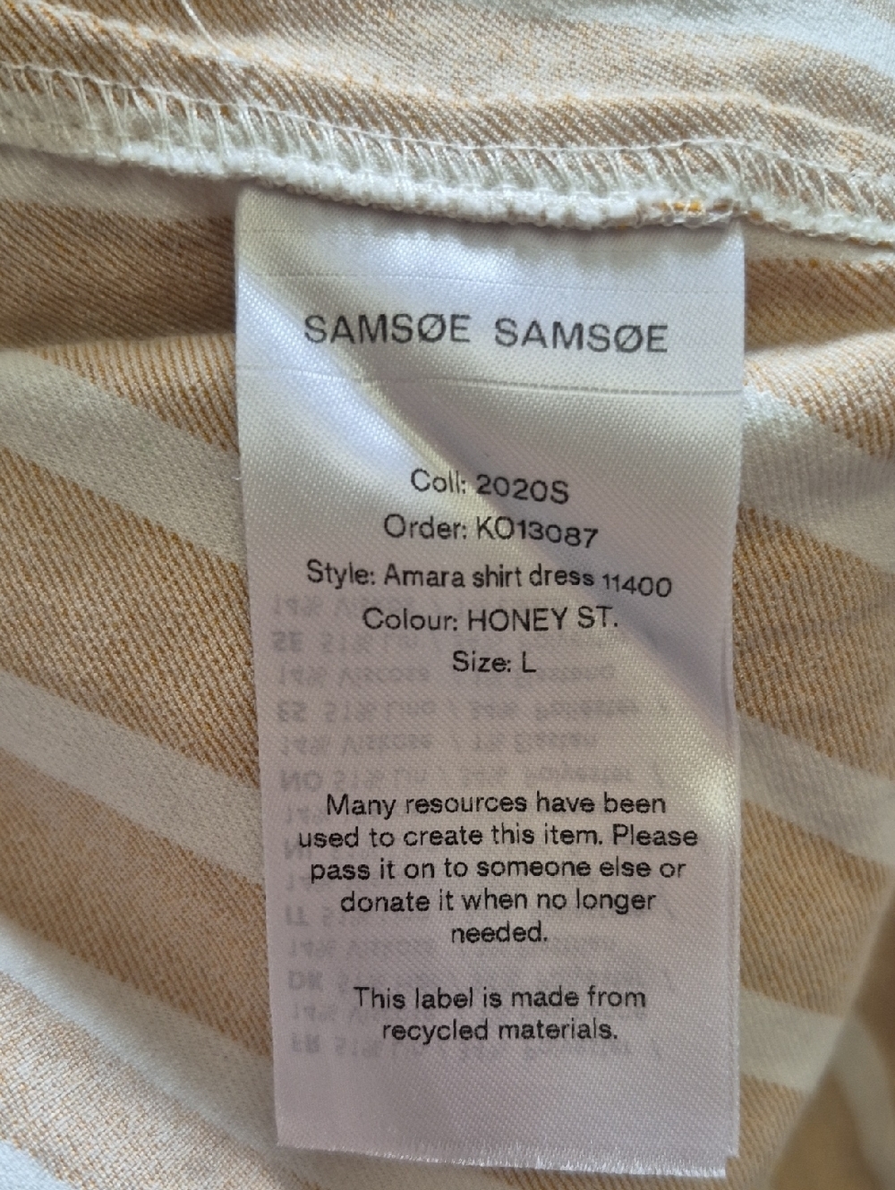 Samsoe Samsoe Amara Belted Shirt Dress Size L, Honey Stripe Linen Blend Vacation - Picture 13 of 15